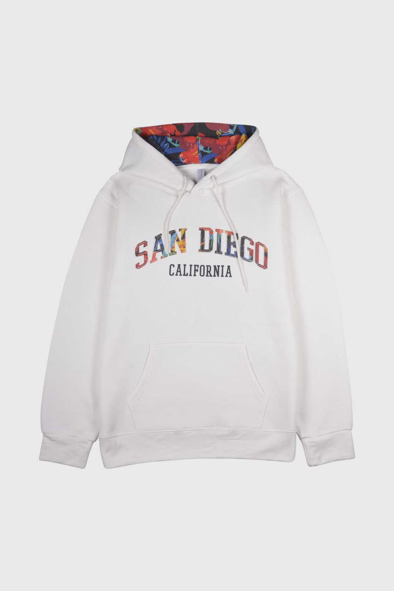 Embroidery San Diego Hoodie with Tropical Nature White ZAPAMAX