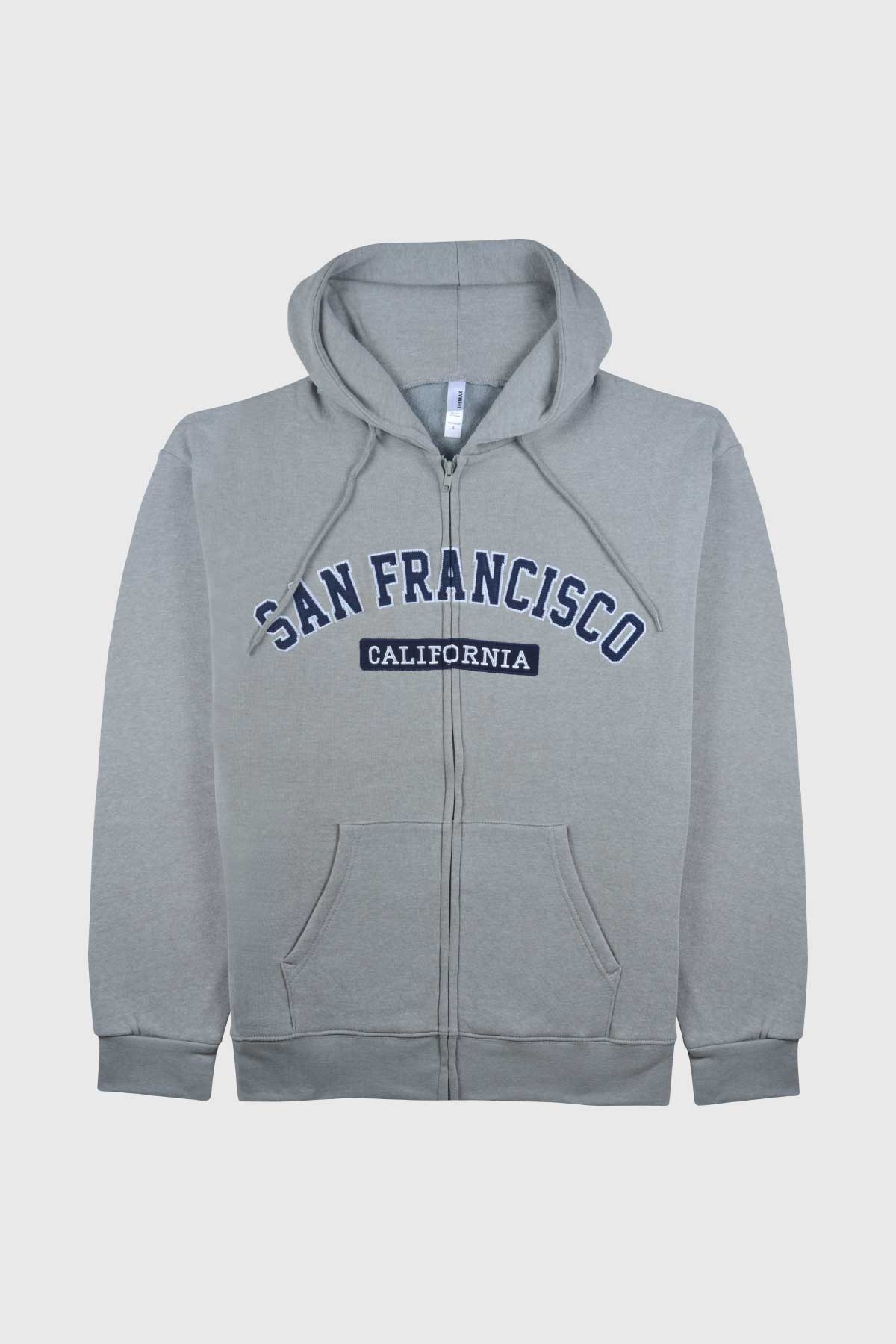 Athletic San Francisco hoodie with varsity block letter embroidery.