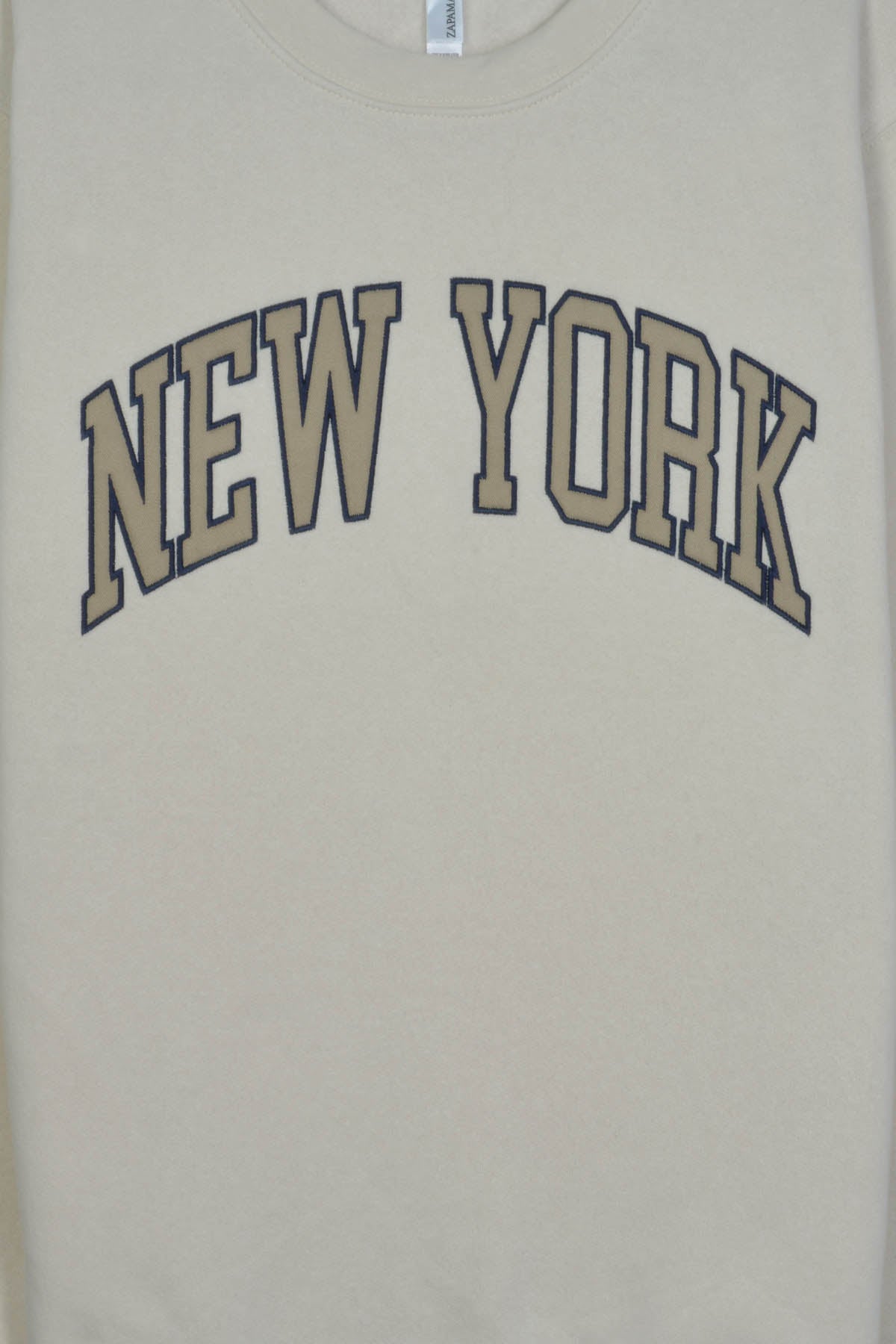 Adult Fleece Crewneck with 'NEW YORK' Embroidery and Side Pockets detail - BEIGE