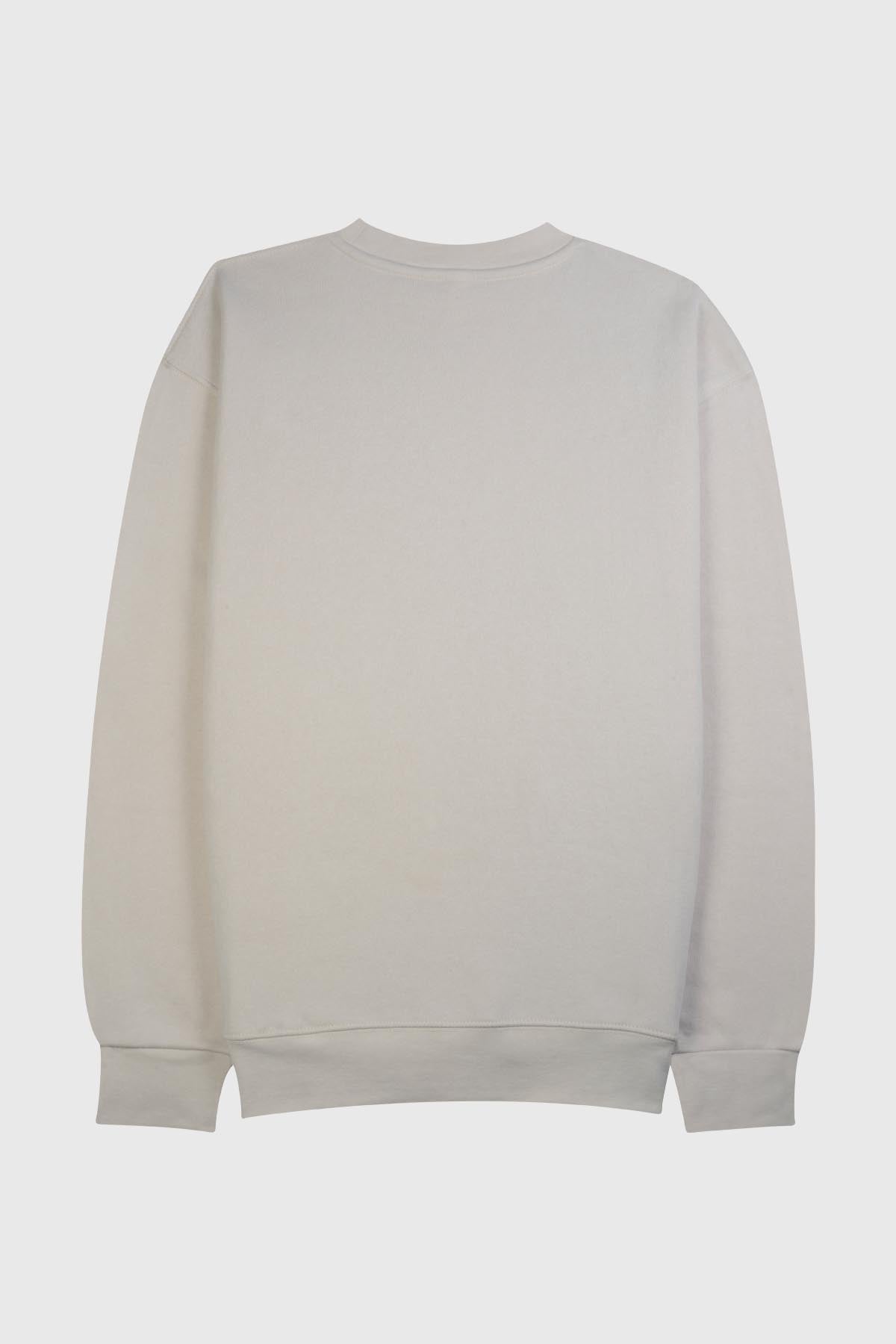 Adult unisex fleece sweatshirt with embroidered "New York" on chest - Beige