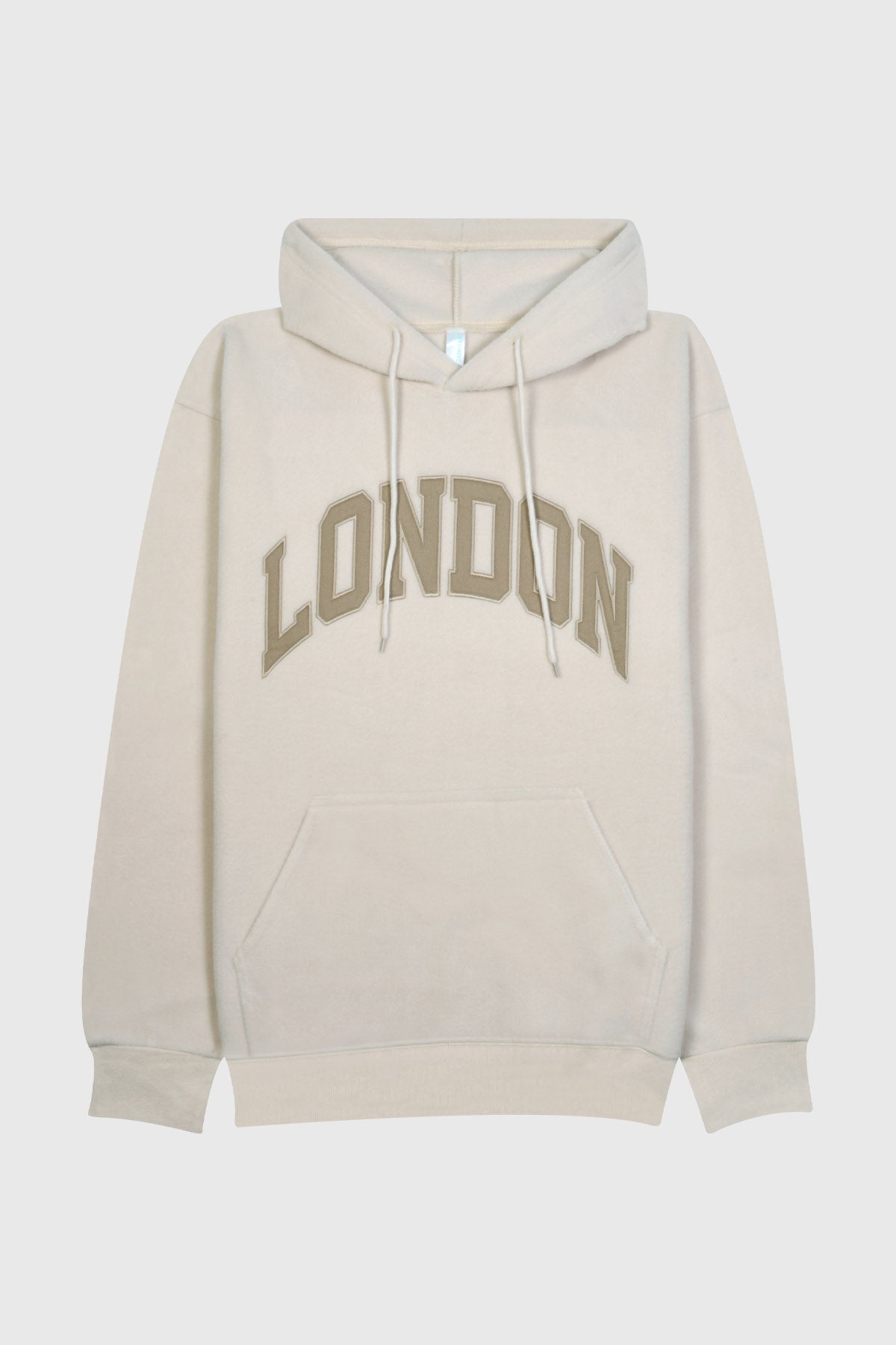 Adult Pullover Hoodie Embroidered LONDON Chest Design – Beige