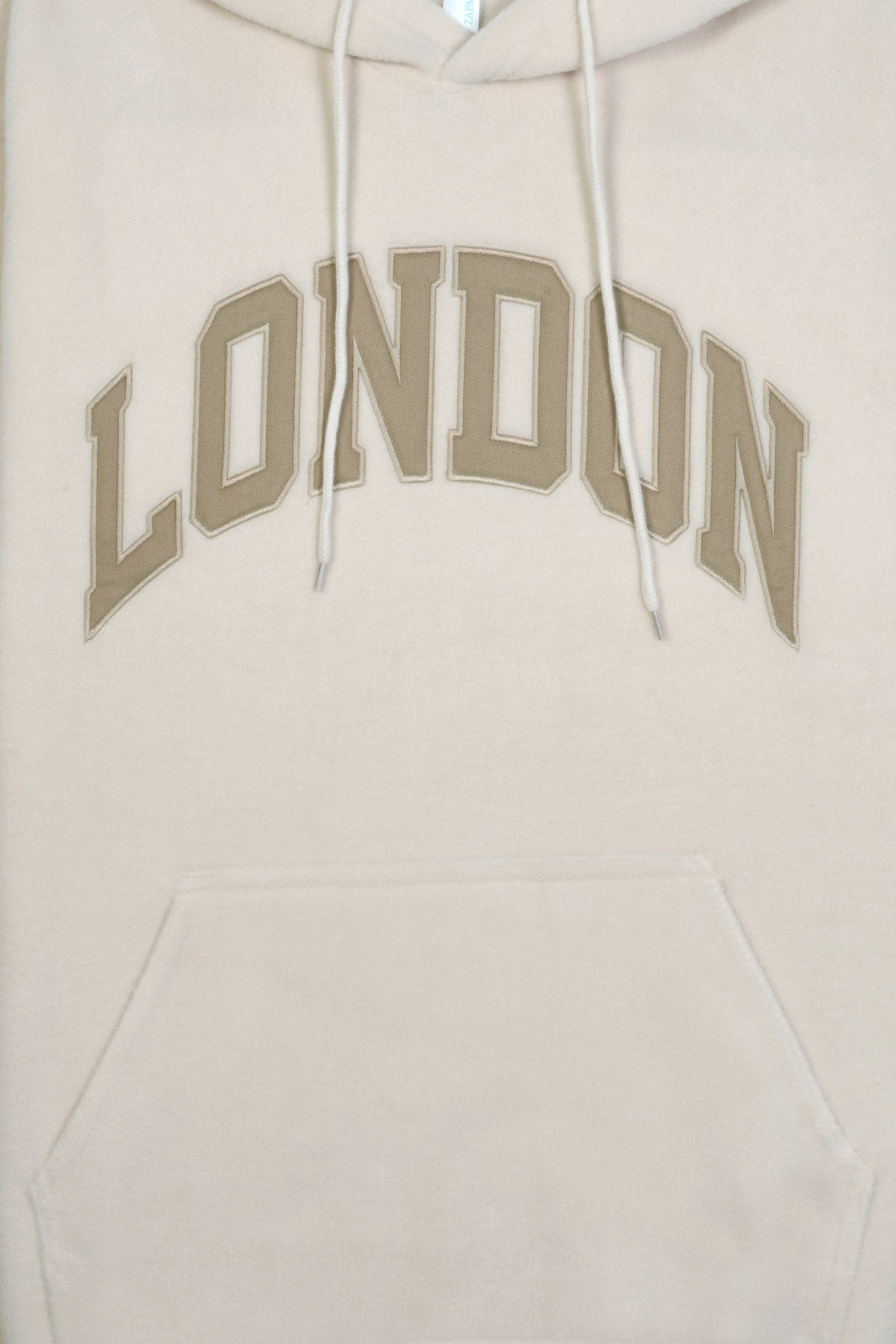 Adult Pullover Hoodie Embroidered LONDON Chest Design – Beige