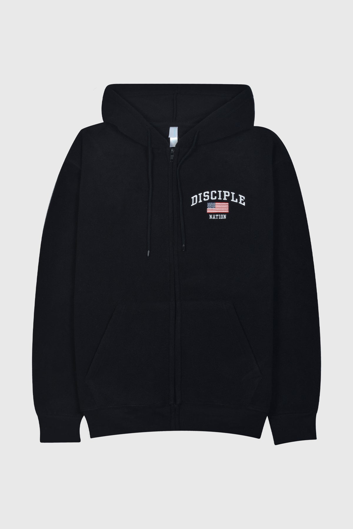Adult Polar Fleece Zip Up Hoodie with 'DISCIPLE NATION' Chest Embroidery – POL BLACK