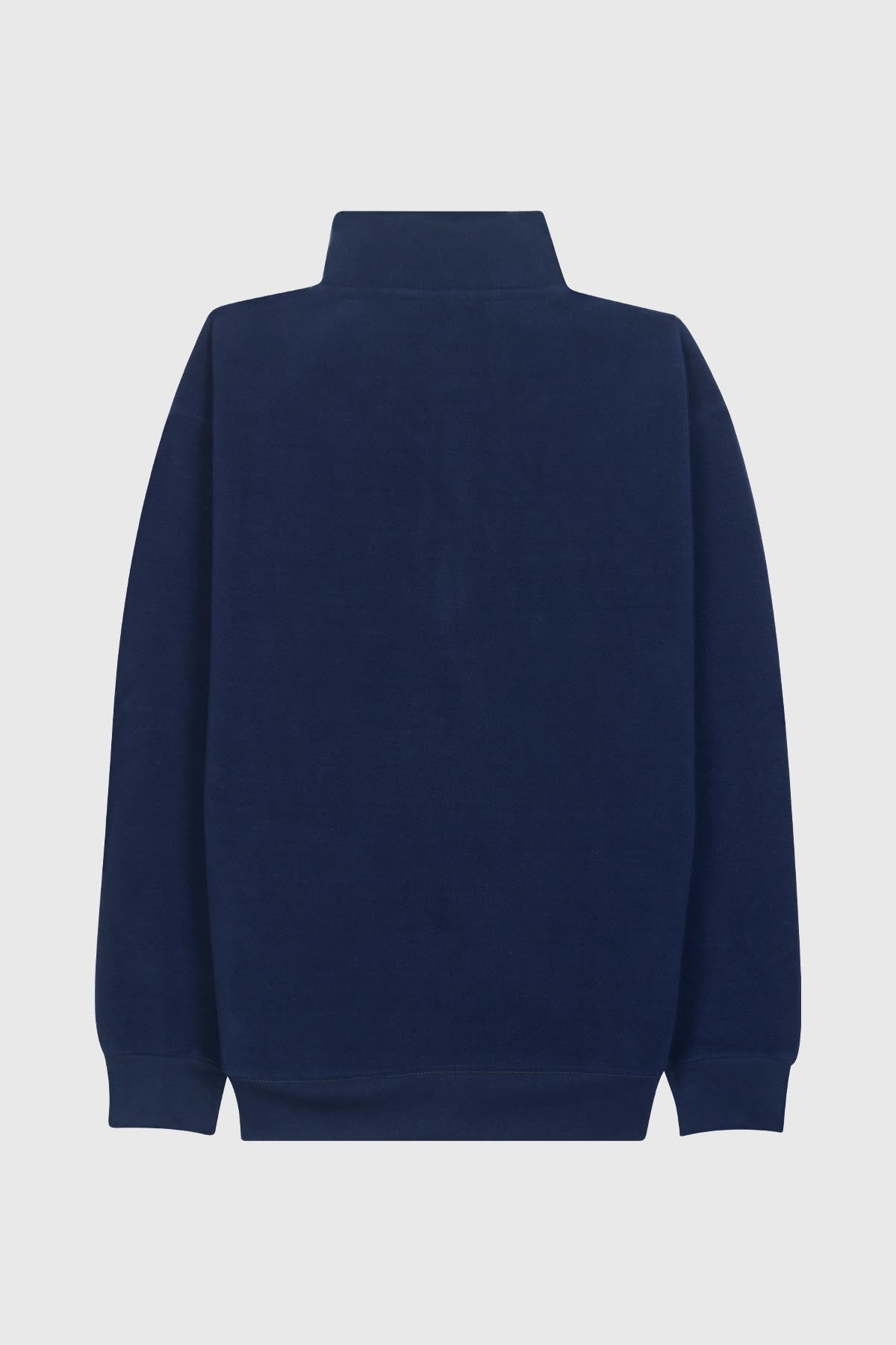 Adult Polar Fleece Quarter Zip Sweatshirt Embroidered MIAMI FLORIDA Side Pockets - POL NAVY