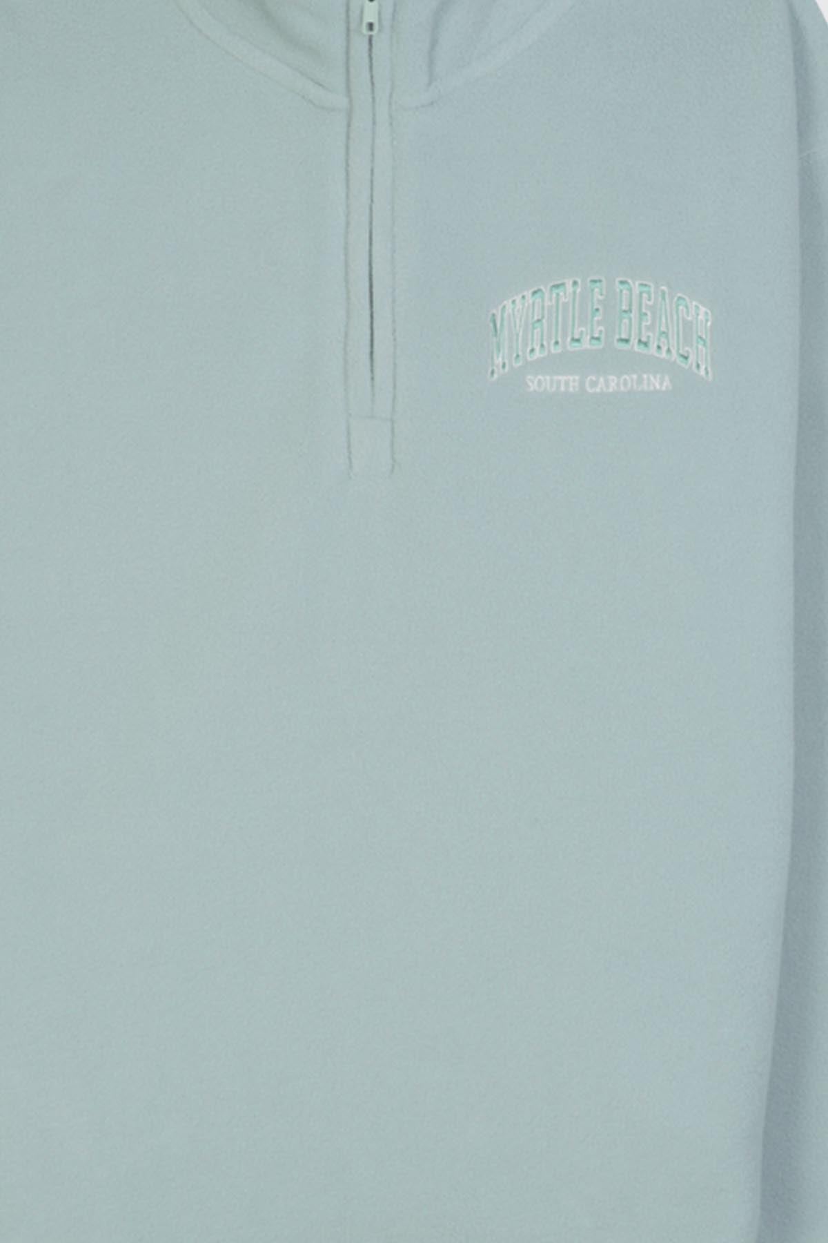 Adult ¼ Zip Pullover with Pockets, Embroidered 'MYRTLE BEACH / SOUTH CAROLINA' - POL SINGA SAGE