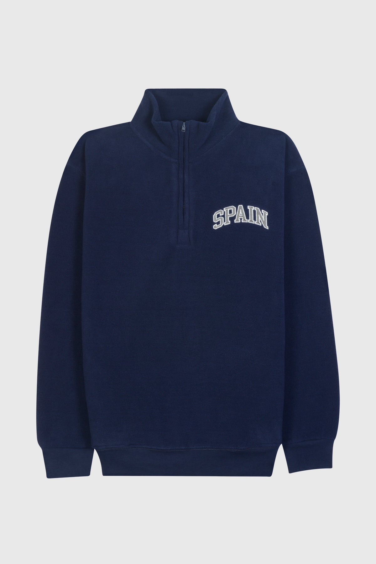 Embroidered Spain 1/4 Zip No Hood Polar Fleece Sweatshirt with Side Pockets, Adult - POL NAVY 