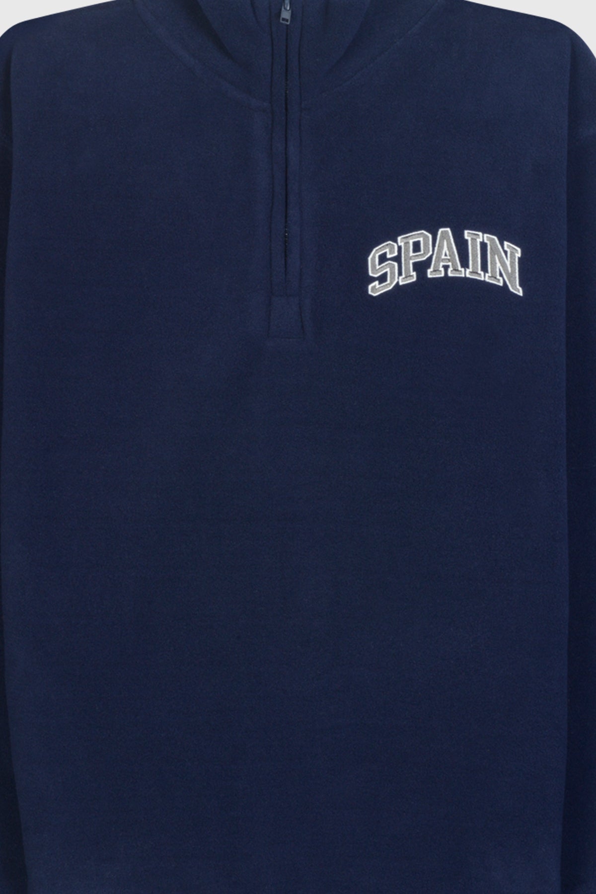Embroidered Spain 1/4 Zip No Hood Polar Fleece Sweatshirt with Side Pockets, Adult - POL NAVY 