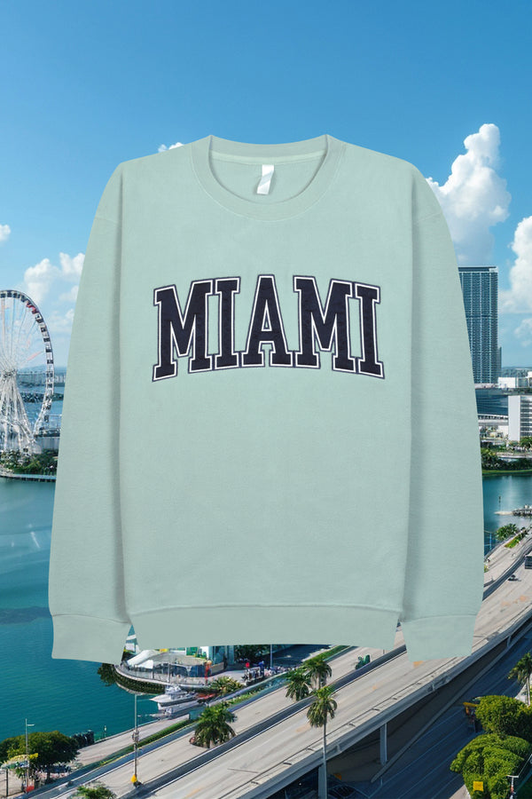 Adult Embroidered 'MIAMI' Sweatshirt with Two Side Pockets – POL SINGA SAGE