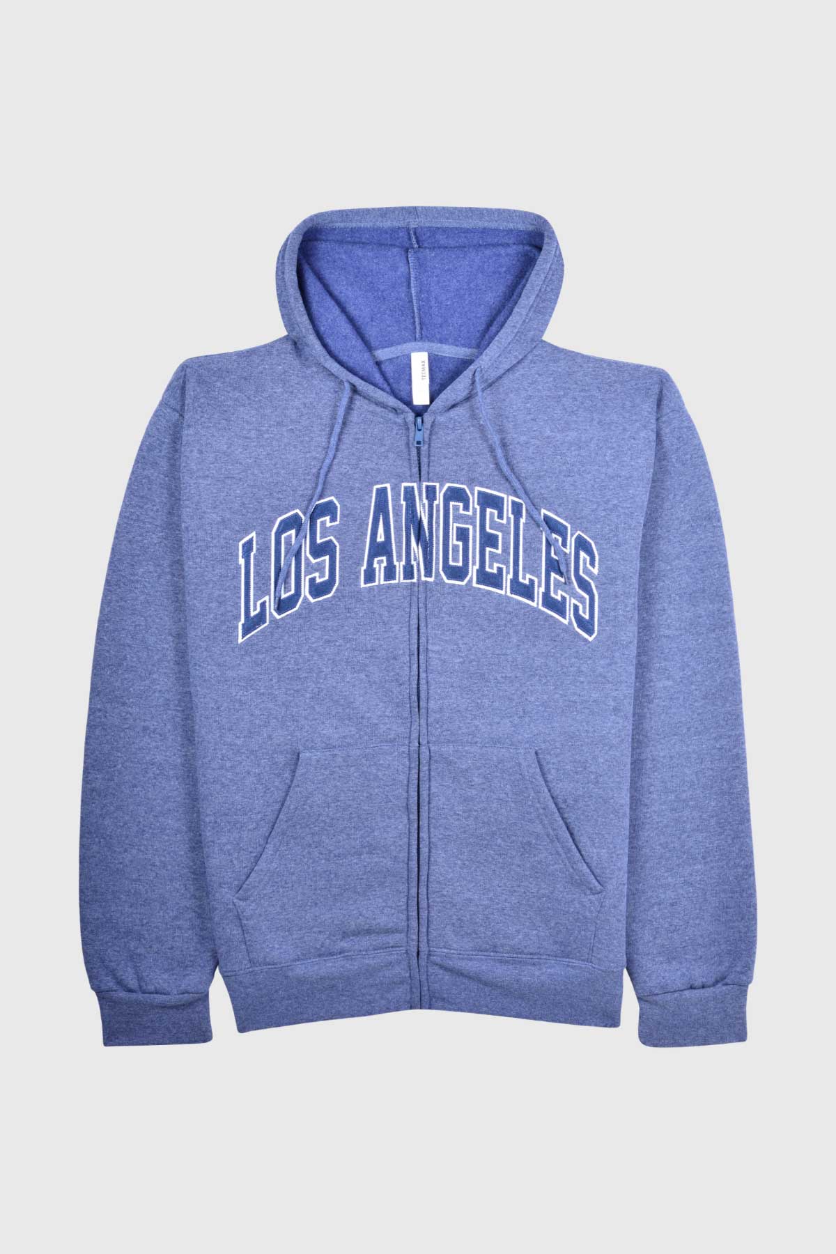 Collegiate stitched Los Angeles zippered sweatshirt hoodie. Aesthetic preppy, retro. Unisex fit for men, women.