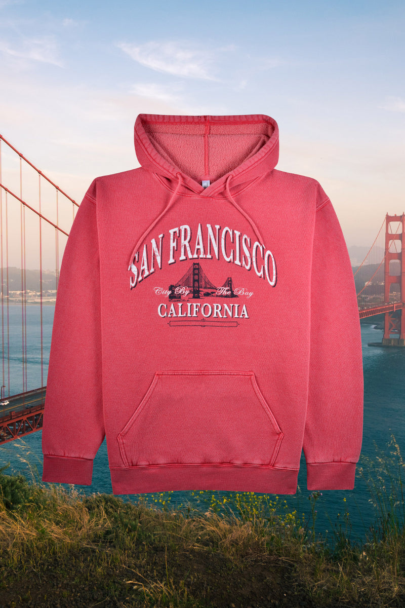 Garment Wash, Vintage San Francisco Hoodie with Golden Gate Bridge ...