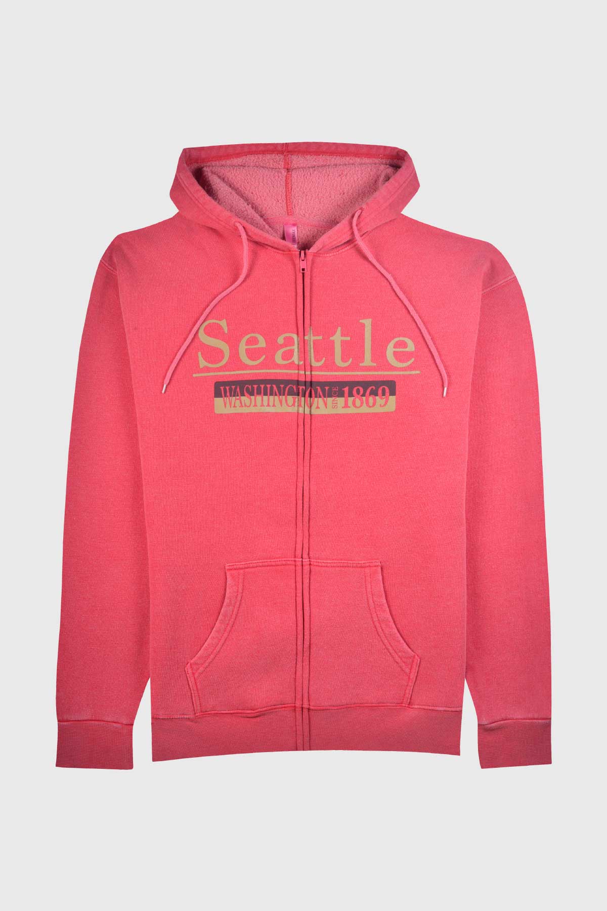 Comfort color zippered hoodie in watermelon red