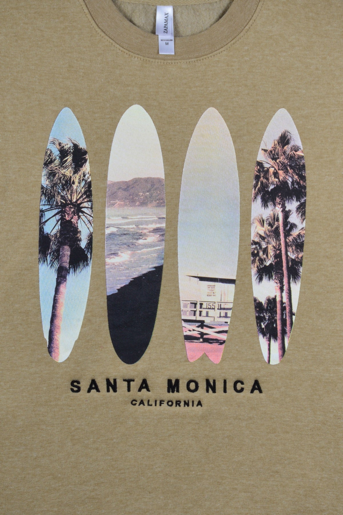 Surfer sweatshirt with ocean waves & Santa Monica nature