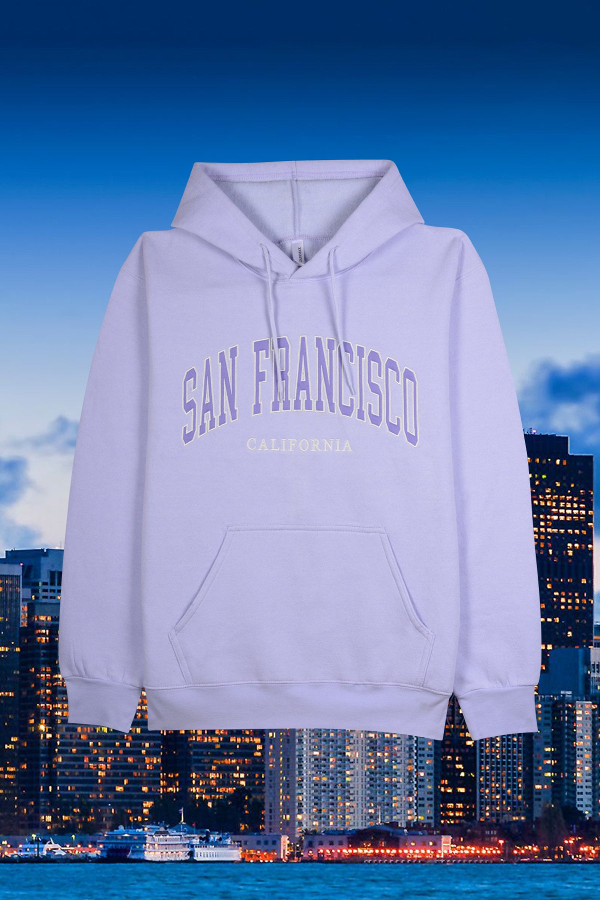 Embroidered San Francisco hoodie - with San Francisco city background