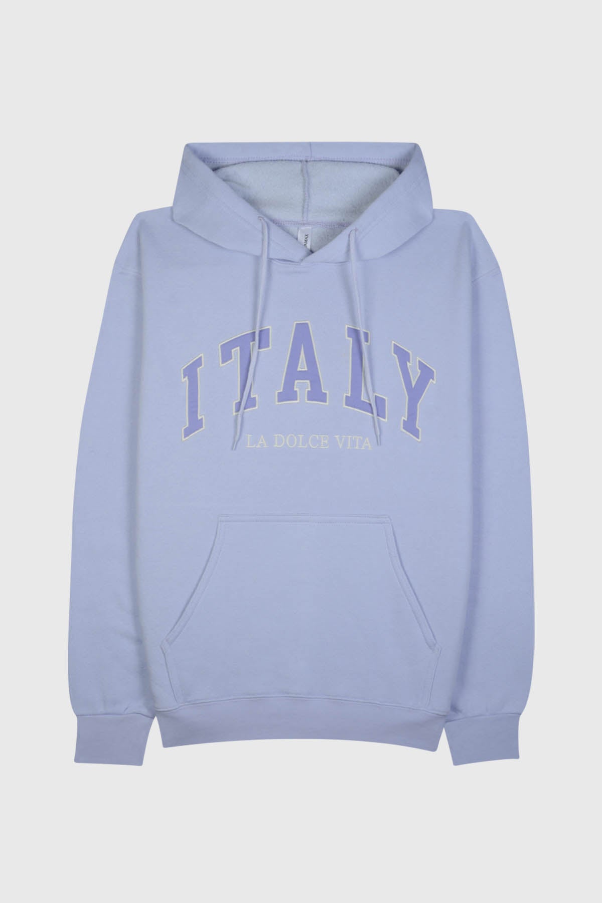 Adult unisex pullover with embroidered "ITALY / LA DOLCE VITA" design.