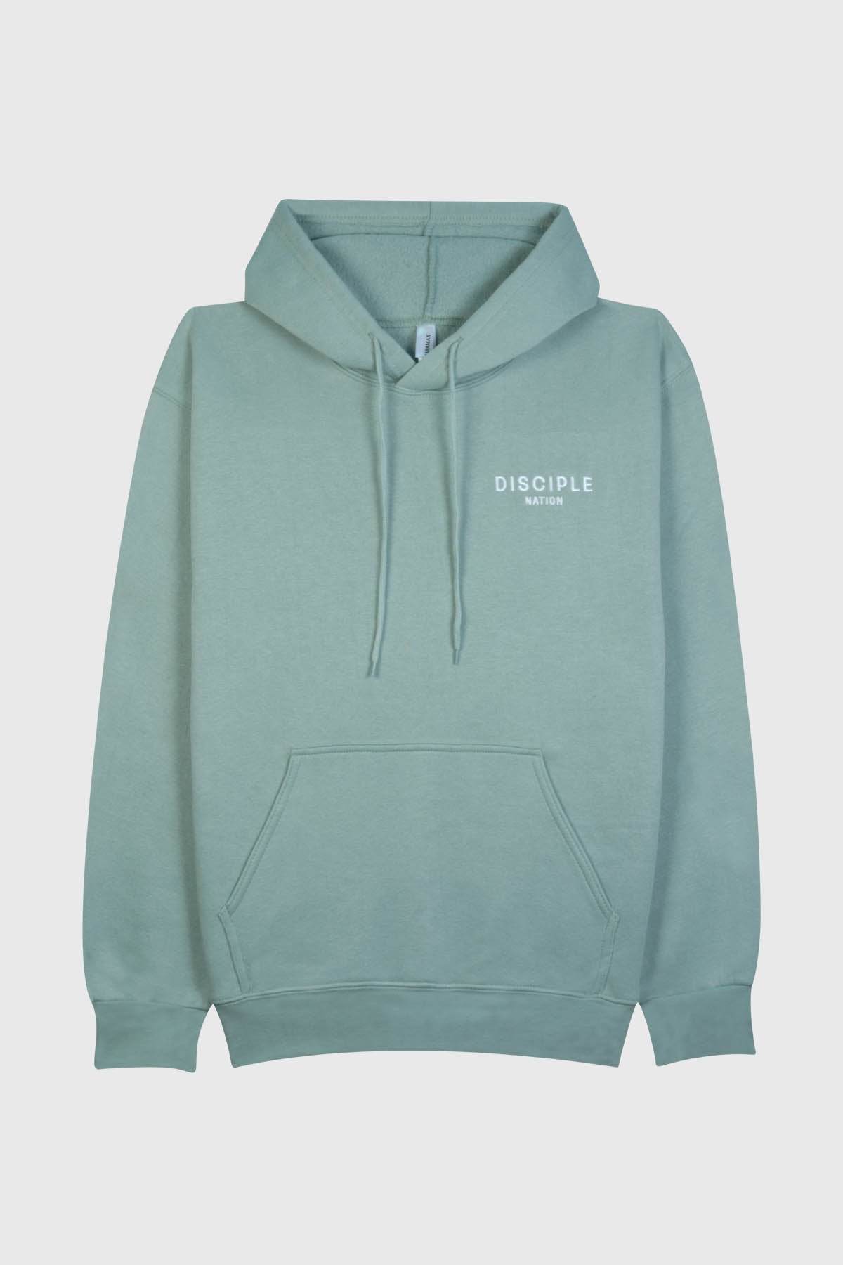 Cozy fleece hoodie with "Disciple Nation" embroidery.