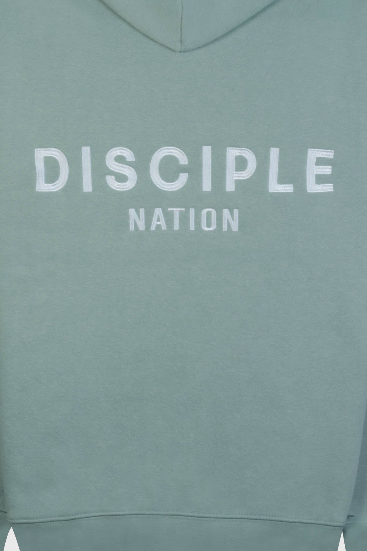 Cozy fleece hoodie with "Disciple Nation" embroidery.