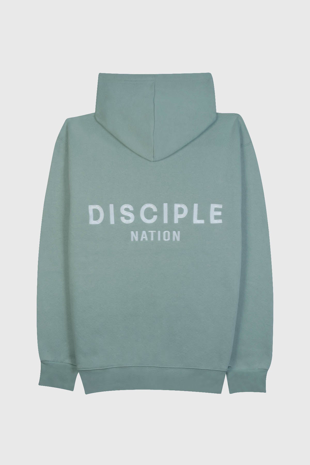 Cozy fleece hoodie with "Disciple Nation" embroidery.