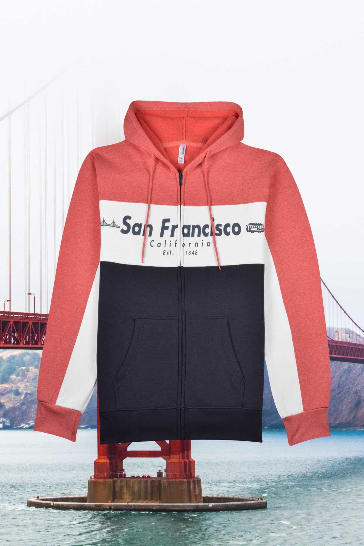 San Francisco Stripe Zip Hoodie