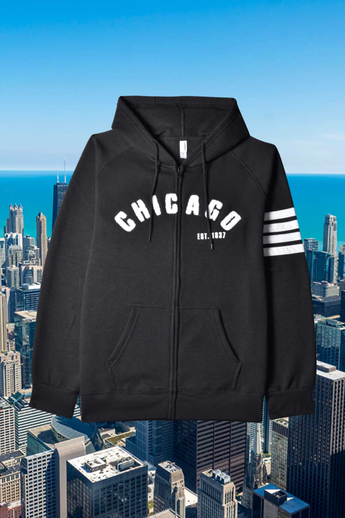 Embroidered Chicago Zip Hoodie