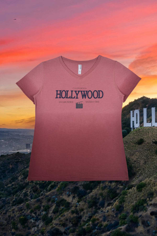 Short Sleeve Women's Hollywood V-Neck T-Shirt 