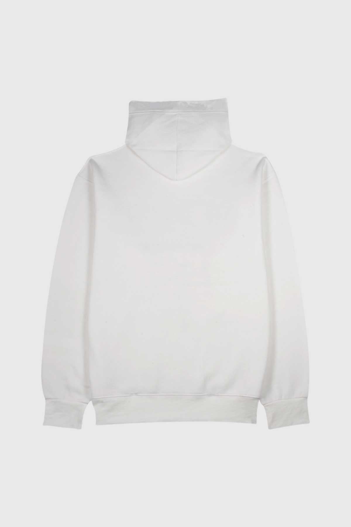 white pullover hoodie is cotton fleece