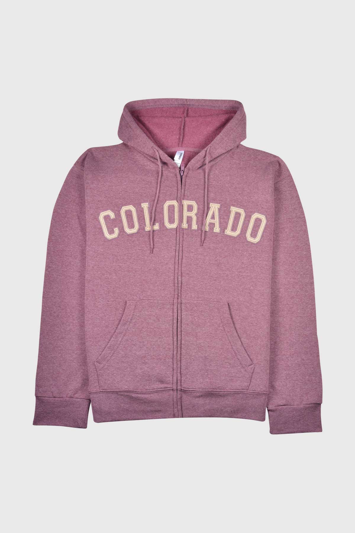 Unisex Colorado zippered sweatshirt with stitched patch letters