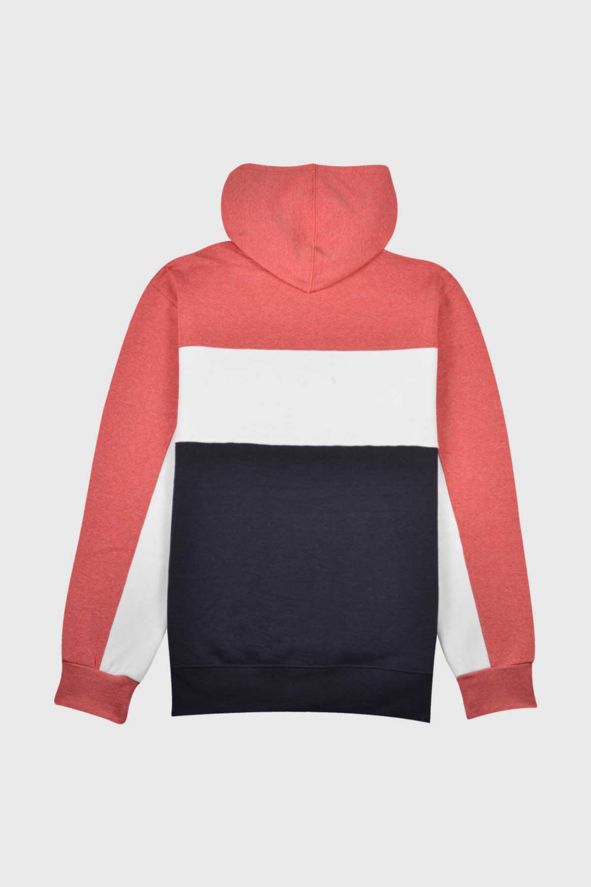 Color Block zippered hoodie is navy, white, red