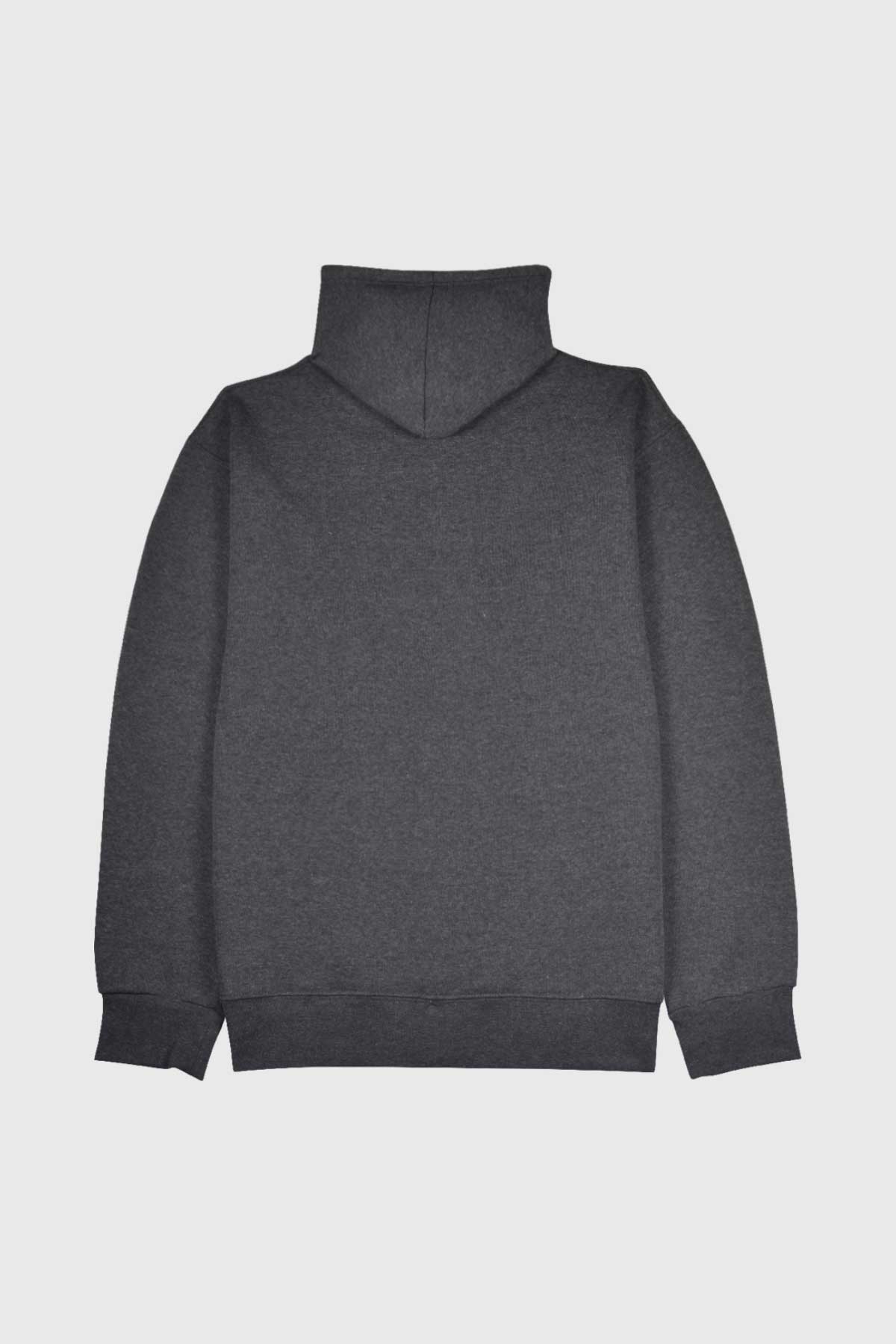 Gray cotton fleece pullover hoodie is oversize 