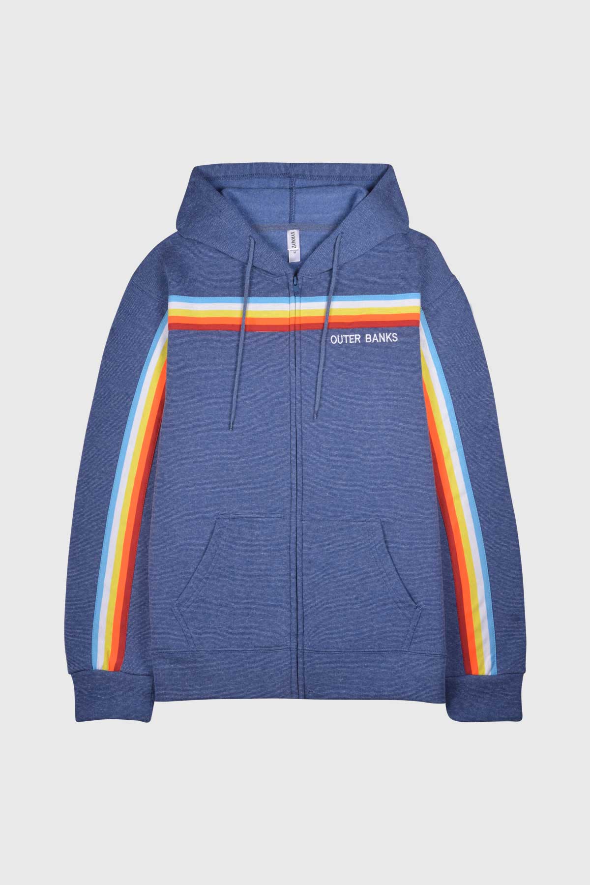 Retro sunset stripes on unisex zippered hoodie 